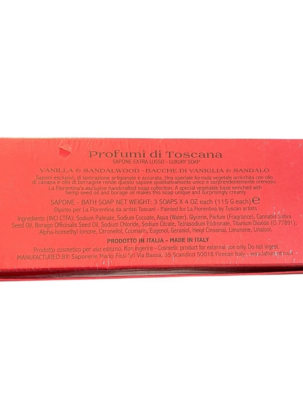 La Florentina Vanilla Sandlewood Bar Luxury Soap Set of 3 Made in Italy - Picture 6 of 7